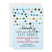 ボタンとして可愛いベビーシャワー誕生日招待状