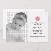 ボタンとして可愛い（ピンク） 案内状 (正面/裏面)