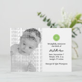 ボタンとして可愛い（緑） 案内状 (スタンド正面)