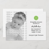 ボタンとして可愛い（緑） 案内状 (正面/裏面)