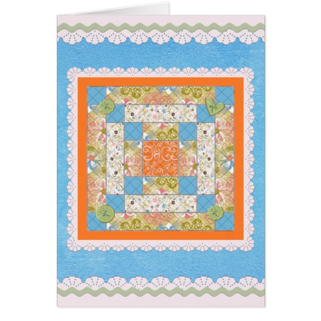 ボタンとレースキルトブロックカード (正面)