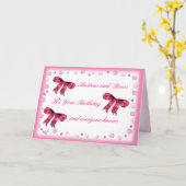 ボタンと弓 – カスタマイズどの年齢でも カード (黄色い花)