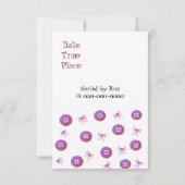 ボタンと湾曲形の誕生日招待状 招待状 (裏面)