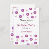 ボタンと湾曲形の誕生日招待状 招待状 (正面/裏面)