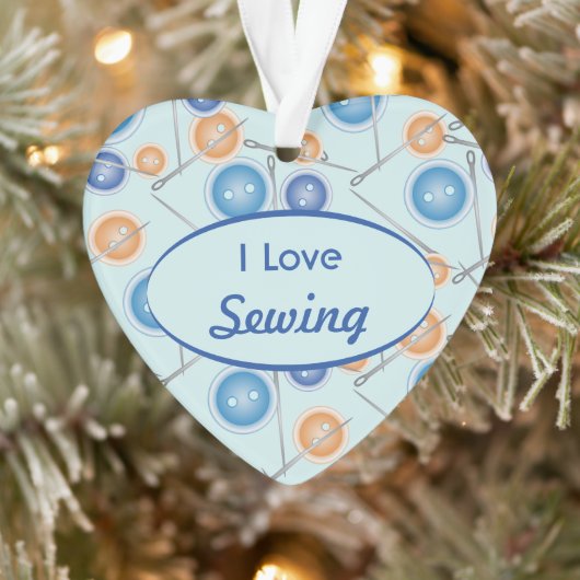 ボタンと裁縫針Iラブ裁縫 オーナメント (ツリー)