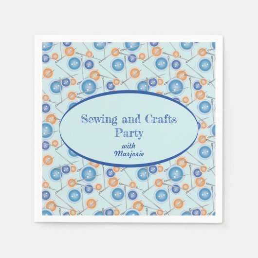 ボタンと針カスタム裁縫工芸品パーティー スタンダードカクテルナプキン (正面)