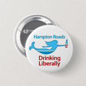 ボタンのあたりで寛大に飲むハンプトン・ローズ 缶バッジ (正面&裏面)
