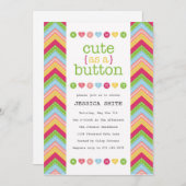 ボタンのようにかわいいシャワー招待状 招待状 (正面/裏面)