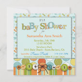 ボタンのようにかわいい男の赤ちゃんのベビーシャワー 招待状 (裏面)