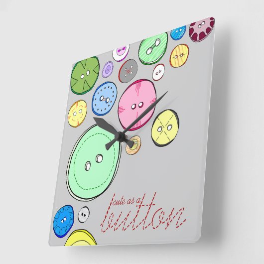 ボタンのようにかわいカラフルいデジタルイラストレーション スクエア壁時計 (傾斜)