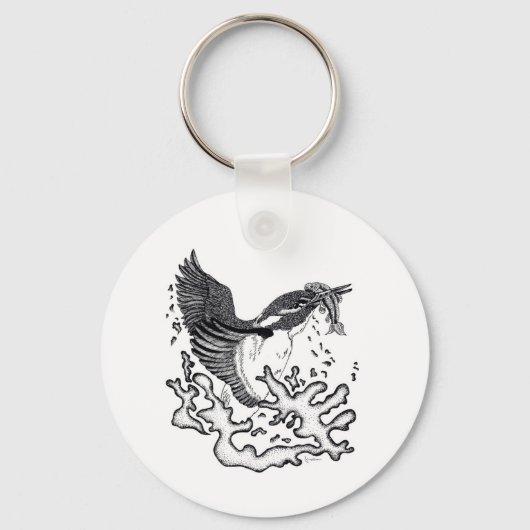 ボタンのキーリングのKingfisherのイラストレーション キーホルダー (正面)