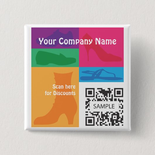 ボタンのテンプレートのファッションの靴 缶バッジ (正面)