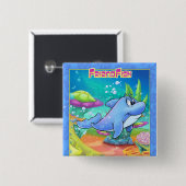 ボタンの上の可愛い漫画のイルカ 缶バッジ (正面&裏面)