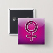 ボタンの光沢のある性の女性の記号 缶バッジ (正面&裏面)