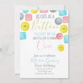 ボタンの子どものように可愛いパーティの招待状 招待状 (正面)