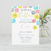 ボタンの子どものように可愛いパーティの招待状 招待状 (スタンド正面)