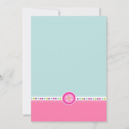 ボタンの最初誕生日(写真)としてかわいい 招待状 (裏面)