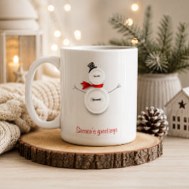 ボタンの雪だるま ホリデーマグカップ コーヒーマグカップ