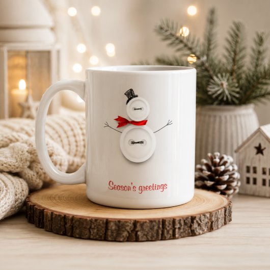 ボタンの雪だるま ホリデーマグカップ コーヒーマグカップ