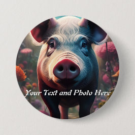 ボタンのPigカスタム、写真と文字の追加 缶バッジ