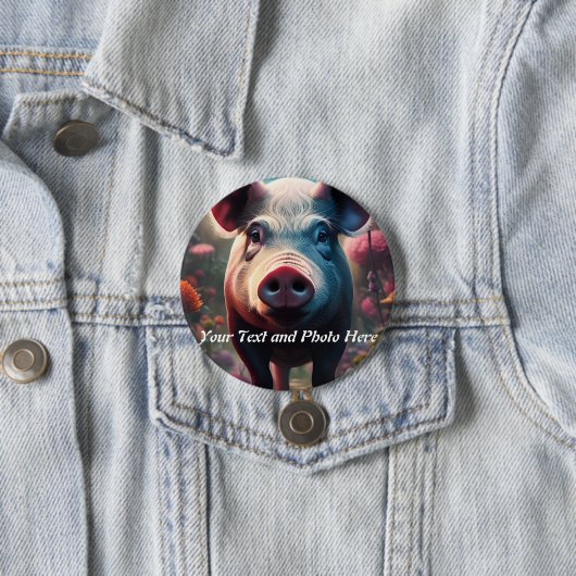 ボタンのPigカスタム、写真と文字の追加 缶バッジ (インサイチュ)