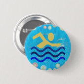 ボタンは熱い時の心を冷却します 缶バッジ (正面&裏面)