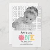 ボタンみたいにキュート (ピンク) 招待状 (正面/裏面)