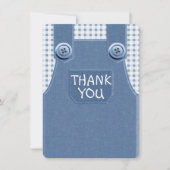 ボタンみたいに可愛いデニムのサロペン ありがとうカード 招待状 (正面)