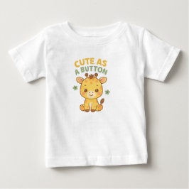 ボタンみたいに可愛い - 赤ちゃんキリンのチャーム ベビーTシャツ