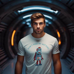 ボタンを押さないロボットおもしろいグラフィック Tシャツ