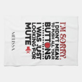 ボタンを押すことを意味していない皮肉な引用文 キッチンタオル (横)