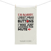 ボタンを押すことを意味していない皮肉な引用文 キッチンタオル