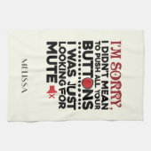 ボタンを押すことを意味していない皮肉な引用文 キッチンタオル (横)