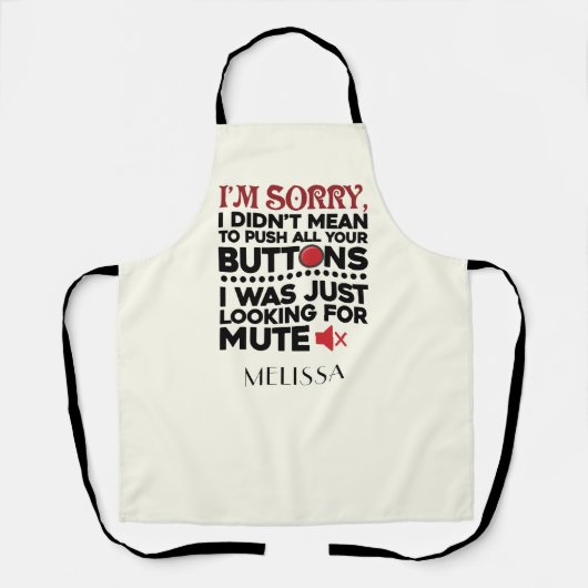 ボタンを押すつもりで皮肉な引用文キッチン エプロン (正面)