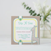 ボタンを留めたベビーキリン 招待状 (スタンド正面)