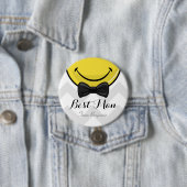 ボタンを結婚している微笑の花婿介添人 缶バッジ (インサイチュ)