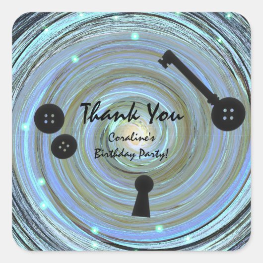 ボタンアイ & スケルトンキー その他の世界のパーティー スクエアシール (正面)