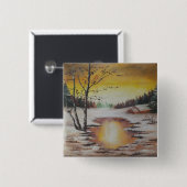 ボタンアン絵画ヘイズの冬の風景 缶バッジ (正面&裏面)