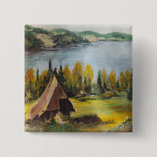 ボタンアン絵画ヘイズシャレーオンザレイク 缶バッジ (正面)