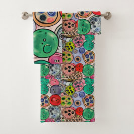 ボタンアート バスタオルセット
