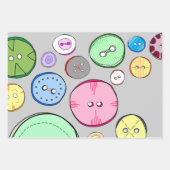 ボタンカラフル ラッピングペーパーシート (正面3)