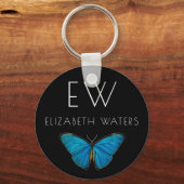 ボタンキー:ブルーバタフライ キーホルダー (正面)