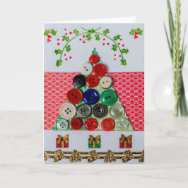ボタンクリスマスツリーのグリーティングカード シーズンカード