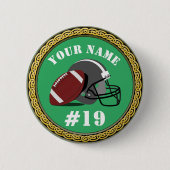 ボタンサッカー – 名前と番号の追加 缶バッジ (正面)