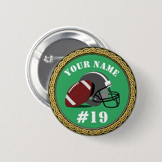 ボタンサッカー – 名前と番号の追加 缶バッジ (正面&裏面)