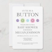 ボタンシャワーとしてかわいいベビーガール招待状 招待状 (正面)