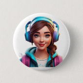 「ボタンスタイリッシュとデザイン」 缶バッジ (正面)