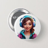 「ボタンスタイリッシュとデザイン」 缶バッジ (正面&裏面)