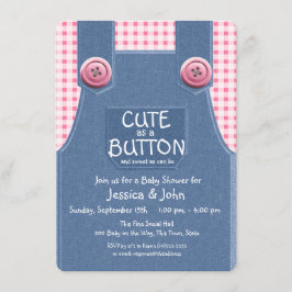 ボタンデニムとピンクとしてかわいい 招待状