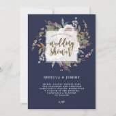 ボタンネービーパープルウェディングシャワー招待 招待状 (正面)